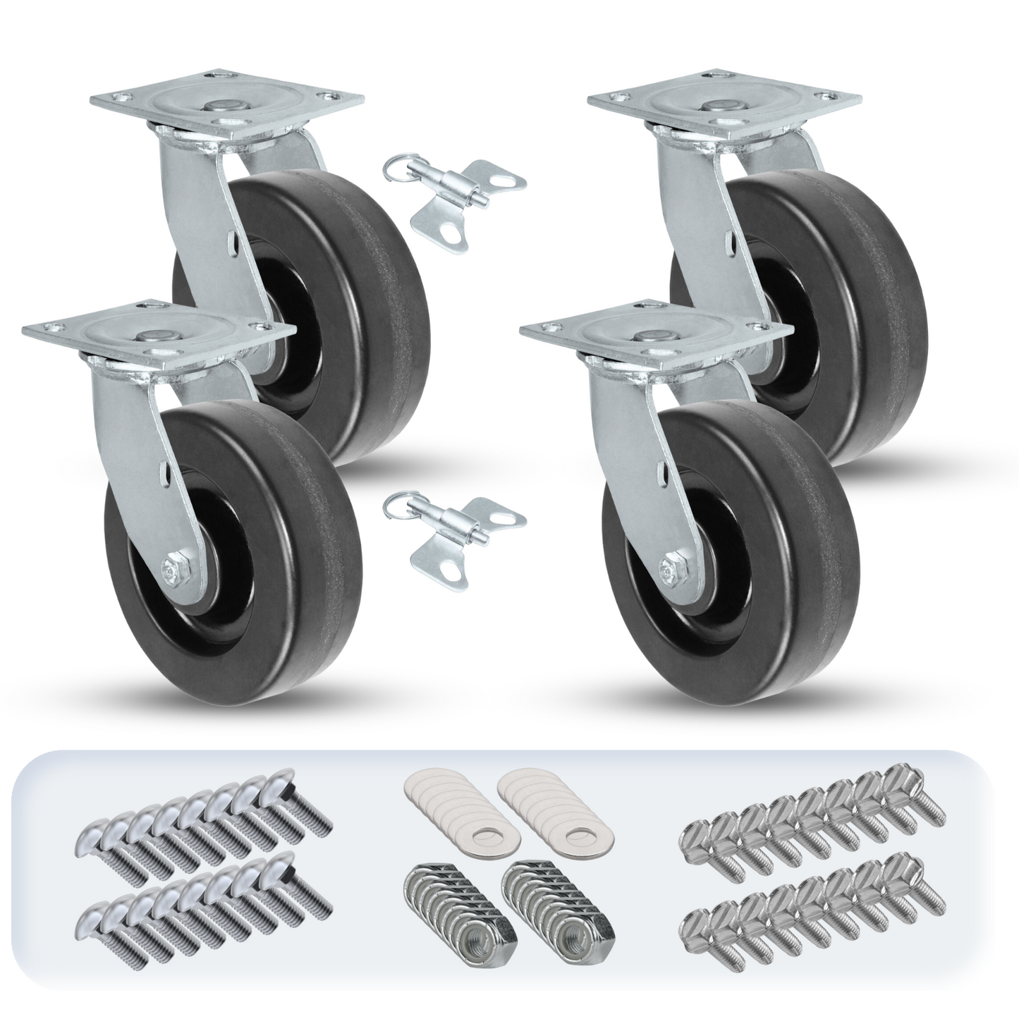 6" x 2" Phenolic Casters Set | 4 Swivels
