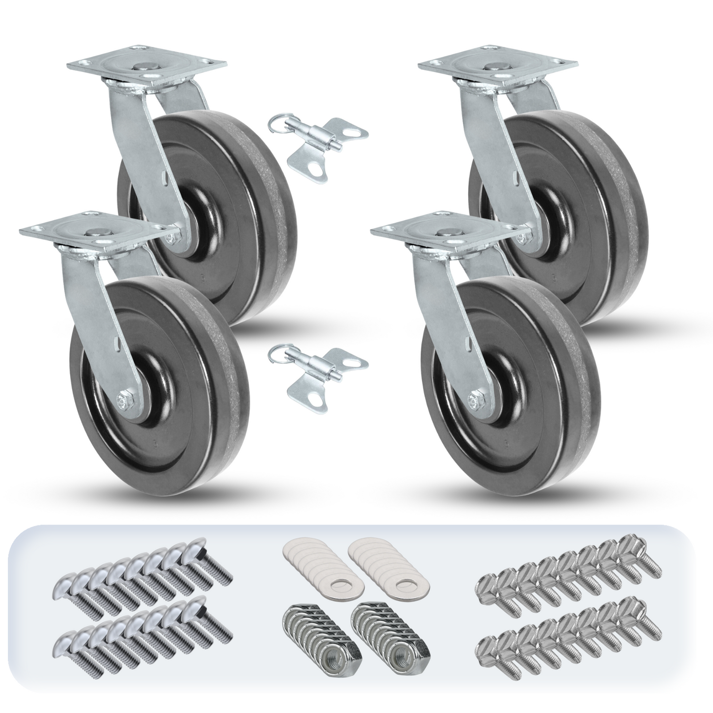 8" x 2" Phenolic Casters Set | 4 Swivels