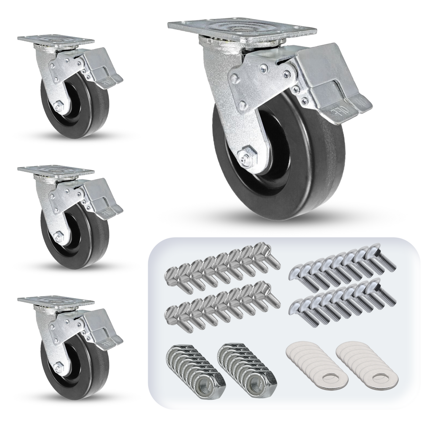 6" x 2" Phenolic Caster Set | 4 Total Locks
