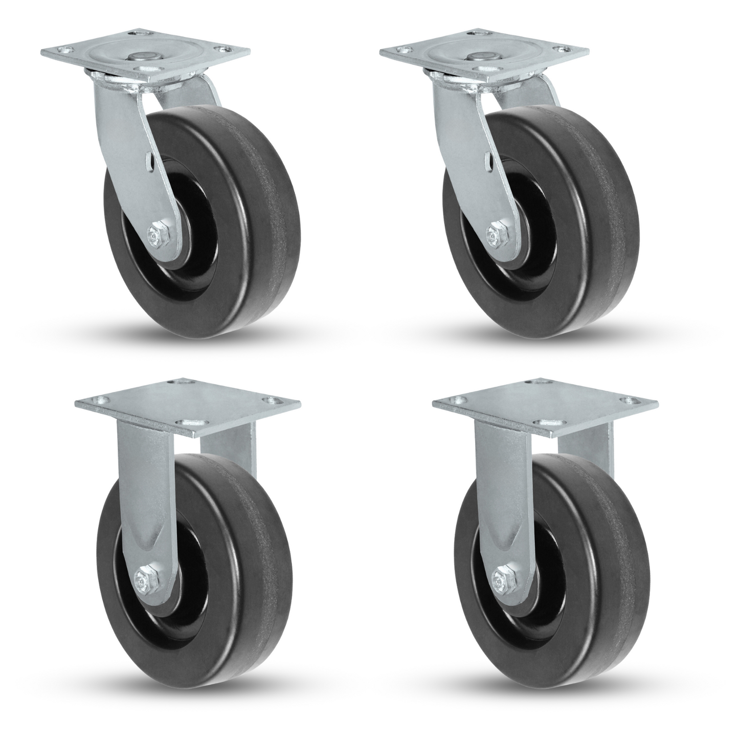 6" x 2" Phenolic Caster Set | 2 Swivel & 2 Rigid