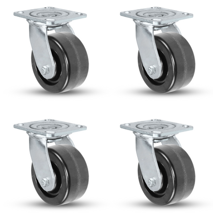 4" x 2" Phenolic Casters Set | 4 Swivels