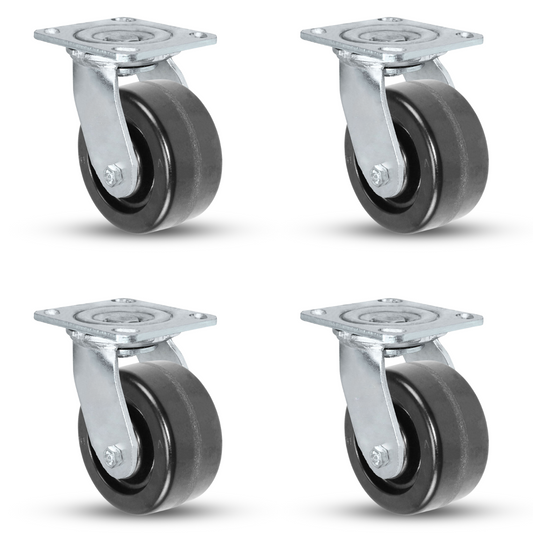 5" x 2" Phenolic Casters Set | 4 Swivels