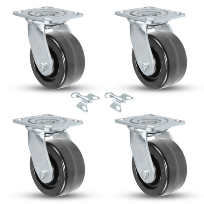 4" x 2" Phenolic Casters Set | 4 Swivels