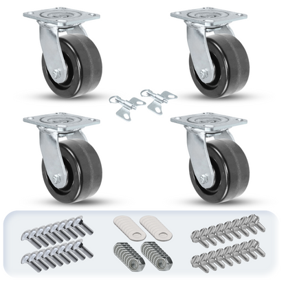 4" x 2" Phenolic Caster Set | 4 Swivels