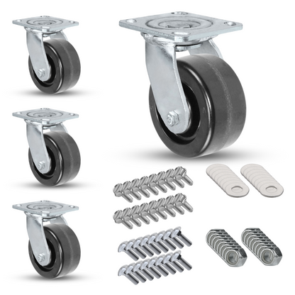 5" x 2" Phenolic Casters Set | 4 Swivels