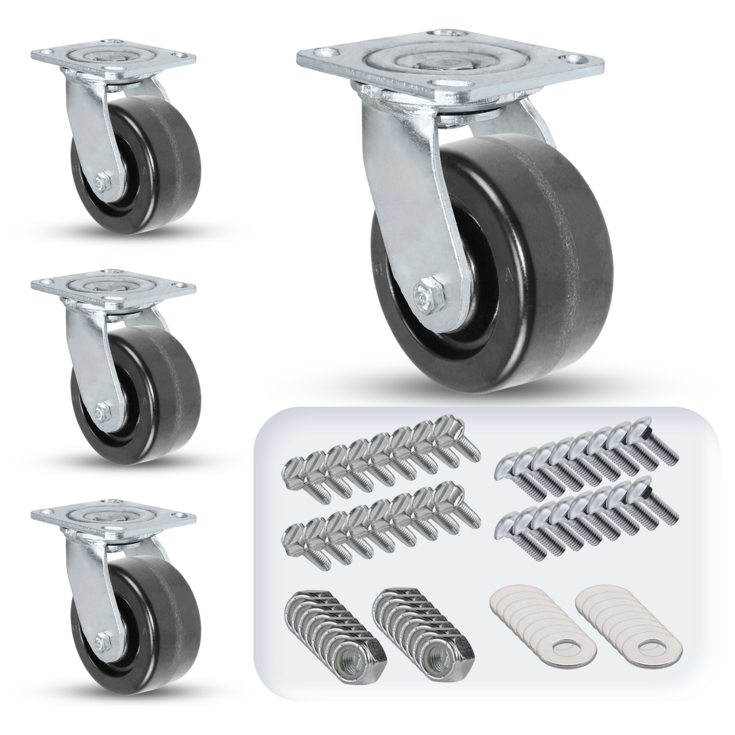 4" x 2" Phenolic Caster Set | 4 Swivels