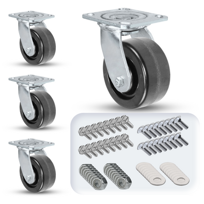 4" x 2" Phenolic Caster Set | 4 Swivels