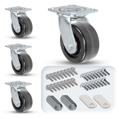 4" x 2" Phenolic Casters Set | 4 Swivels