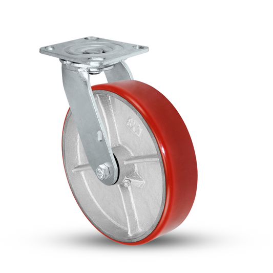 8" x 2" Polyurethane on Iron Swivel Caster